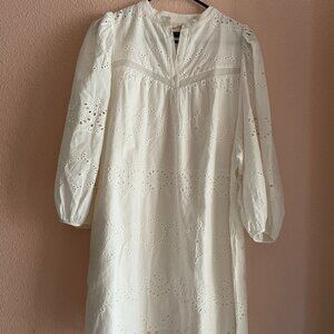 Universal Thread White Cotton Eyelet Mini Smock Style Dress Size Medium NWOT
